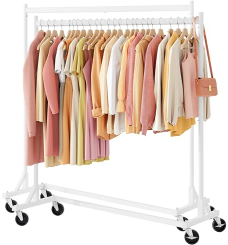 Hoctieon Schwerlast Kleiderständer auf Rollen, Kleiderstangen Stabil aus Metall, Garderobenständer für Schlafzimmer, Clothes Drying Rack für Mäntel, Röcke, Hemden, Pullover