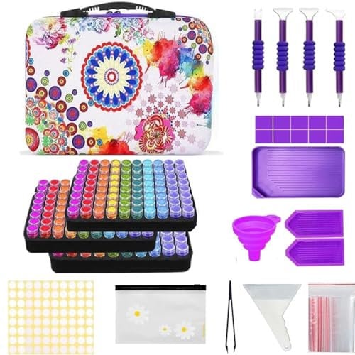 SHJOEE 240Fächer Diamond Painting Aufbewahrungsbox 5D Diamond Painting Malerei Zubehör Boxen Diamond Painting Koffer mit Diamond Painting Zubehör Organizer für Perlen Nägel Strass DIY Handwerk