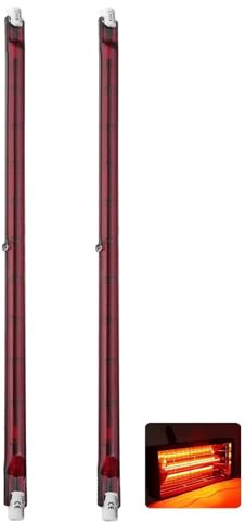 Infrarotlampe 1000W 254mm, R7S Halogenstab 1000LM, 1000W Infrarot Halogen Lampe Dimmbar, 230V Halogenstäbe Dimmbar kein Flimmern, Quarz Infrarot Heizlampe Wärmelampe Rot Halogenstablampe, 2 Stück
