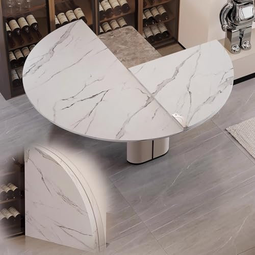 Tavolo Pieghevole Rotondo Grande Prolunga Pieghevole per Tavolo Rotondo, Piano Tavolo in Legno Pieghevole a Quarti con Cerniere Resistenti, Tavolo da Gioco Tavolo da Pranzo Senza Gambe, Facile da Ripo