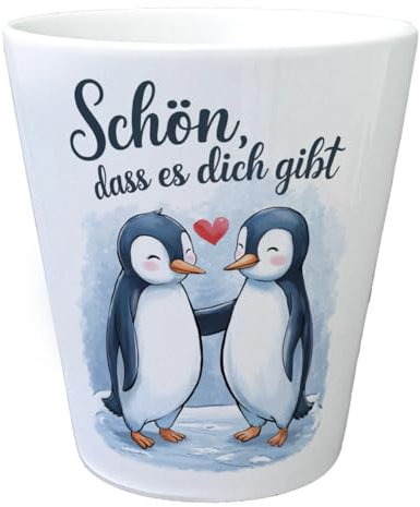 Pinguine mit Herz Blumentopf - Schön, DASS es Dich gibt Lustiger Kräutertopf für Pflanzenliebhaber mit Spruch