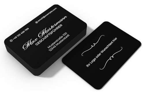 Premium Aluminium-Visitenkarten personalisiert (85x55mm), 0,2/0,4/0,8mm Dicke, hochwertige Gravur, hohe Qualität, selbst gestalten für Business, Unternehmen, Startup (Timeless Elegance, 0,4mm)