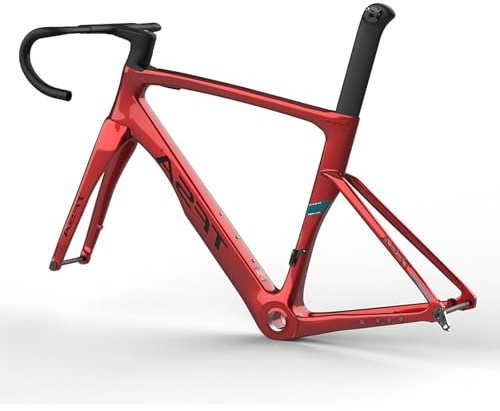 QAZXDRFG Carbon-Gravel-Bike-Rahmenset 700c 49 cm 52 cm 54 cm 56 cm Carbon-Rennrad-Rahmenset Rennradrahmen Steckachse F12 x 100 mm/R12 x 142 mm Interne Führung (Rot, 52 cm)
