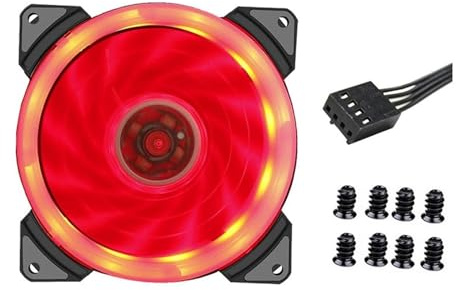 yaoqijie 9cm 92mm LED Fan 90mm 4PIN 3PIN PC Desktop Computer Case Cooling Cooler Fan 12V 9225 92x92x25mm GPU CPU Cooler Double Halo Light lasting(2pcs Red-4PIN)