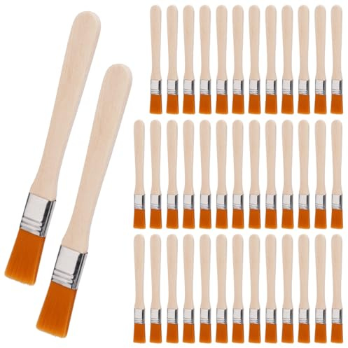 40 Pcs Petits Pinceaux Peinture, 13.5 cm Set de Pinceaux Plats, Pinceau Peinture Plat avec Manche en Bois 14 mm Largeur, Petit Pinceau Plat pour Meubles, Murs, Plafonds, Menuiseries, Clôtures