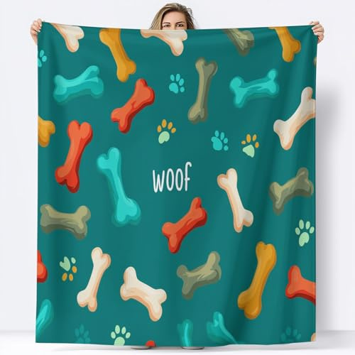 Generisch Flanelldecke Kuscheldecke 130 x 150 cm, Kinder Erwachsener Flauschig Minimalistisch Cartoon Tiere Knochen Decke Wohndecken - Überwurf Tagesdecke für Bett Sofa Schlafzimmer Büro, Petrol