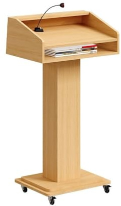 GLigeT Vortrag Mobiles Rednerpult aus Holz mit Rollen und Stauraum, geeignet for Klassenzimmer Hochzeit