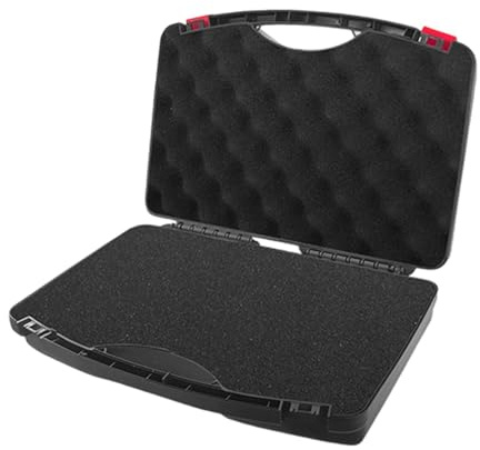 KESOTO Small Portable Tool Box Lockable Storage Box Water Proof Protective Power Tool Box Organiser Empty Case with Foam Inserts Tool Chest for Cameras, Photographic Accessories, Hardware, Black