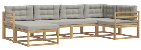 vidaXL Outdoor-Sofagarnitur 5 pcs Weiß und Hellgrau Polyester, Patio-Sofa, Moderne Outdoor-Sitzgruppe, langlebige Gartenmöbel, wetterfest für die Lounge im Garten