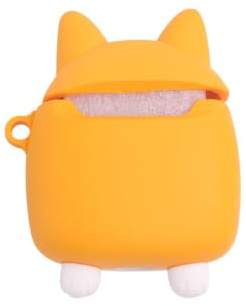 Gatuida Silikon Funk Earphone hülle mit Niedlichem Gelbem Corgi Motiv Kabellose Headset Schutzhülle Kompatibel mit Airpods Stoßfest Langlebig Inklusive Karabiner für Outdoor aktivitäten