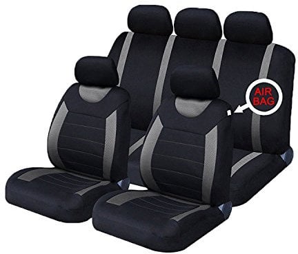 Xtremeauto® Classic Car Seat Covers Set Front & Rear complete with headrest Covers (Grey)
