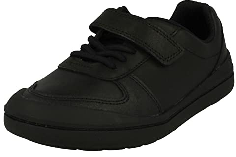 Clarks Boy's Rock Verve T Low-Top Sneakers, Black (Black Leather), 7 Child UK (24 EU)