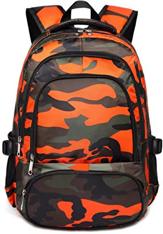 Kinder-Schulrucksäcke für Mädchen, Jungen, Schultaschen, Büchertaschen für Kinder, schwarz/orange, Einheitsgröße, Laptop