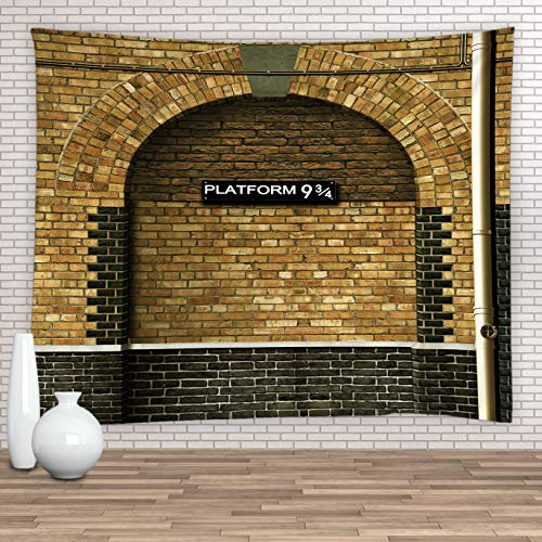 Feierman Platform 9 3/4 Tapestry for Harry Potter London's King's Cross Station Vintage Wall Hanging Brown Decor 100% Polyester Kids Bedroom Decor