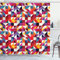 ABAKUHAUS Geometrisch Duschvorhang, Bauhaus-Art-Muster, Stoffliches Gewebe Badezimmerdekorationsset mit Haken, 175 x 200 cm, Pflaume Orange