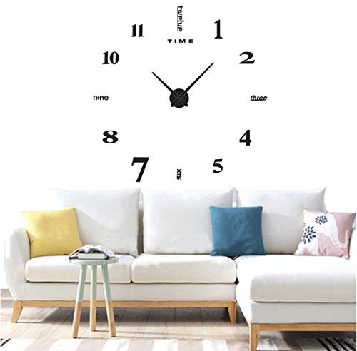 Yolistar Moderne Wanduhr Spiegel Aufkleber DIY, 3D Acryl Wanduhren Wandtattoos Dekoration, Stumm Einfach zu Montieren Quarzuhr für Zuhause, Büro, Hotel - (Schwarz)