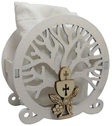 8 pièces arbre de vie en bois avec sachet porte-dragées communion bonbonnière 6,8 cm