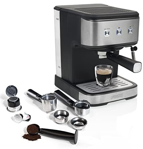 Princess 249413 Espressomaschine und Kapselmaschine 20 bar Wassertank 1,5 Liter Máquina de Espresso y cápsula Schwarz/Silber