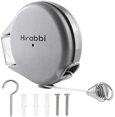 Corde à linge rétractable à fixation murale, extensible pour intérieur et extérieur, jardin, terrasse, buanderie ou buanderie (15 m, gris)