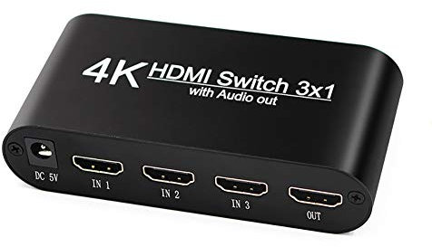 RSGK HDMI Switcher 3 In 1 Out HDR 4:4:4 Version 2.0 4K60Hz HDMI Audio Splitter, 5.1 Surround Sound Converter Adapter