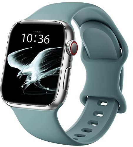 DigiHero Straps Compatible with Apple Watch Strap 38mm 40mm 41mm 42mm 44mm 45mm 46mm 49mm,Silicone Sport Replacement Strap Compatible with iWatch Series 10 9 8 7 6 5 4 SE Ultra Women Men Pine Green B