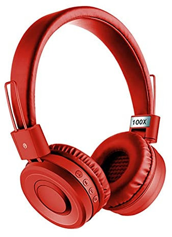 Cuffie Bluetooth, cuffie wireless con microfono, stereo ad alta fedeltà con bassi profondi, adatte per viaggi, lavoro, computer e telefono cellulare (rosso)