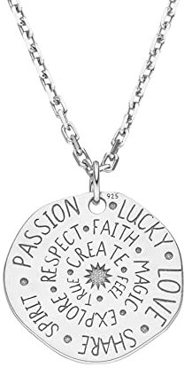 SONNE Halskette Inspiration Motivation Plättchen Anhänger 925 Silber Motivationskette