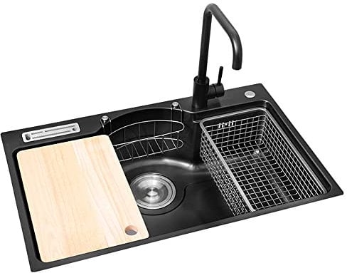 Kitchen Sinks Stainless Steel Caravan Black Composite Kitchen Sink Baskets for Units Campervan Sink and Hob Kit Handmade Cutting Boards Large Kitchen Sink (F)