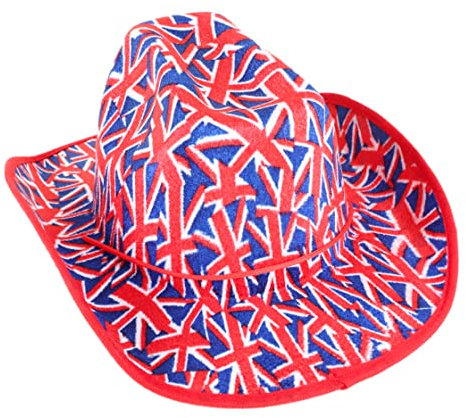 Toyland® Cowboyhut mit Union Jack-Flagge, Samt, britisches Kostüm, Queens Platinum Jubilee