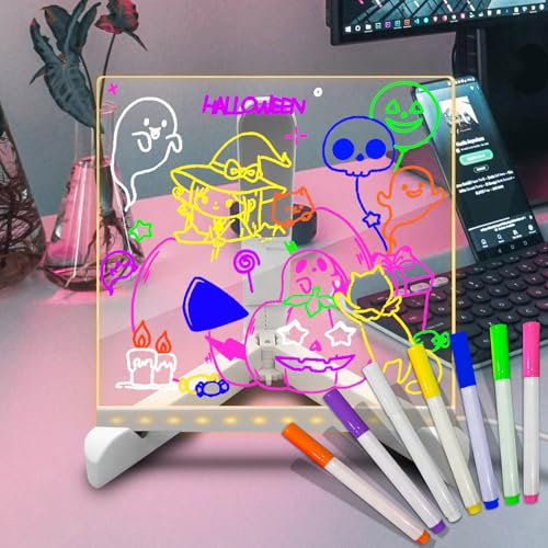 Fanrui Whiteboard aus Acryl, trocken abwischbar, 15 x 15 cm, transparent, rahmenlos, mit 7 Markern, Stiften, kleiner Schreibtisch, trocken abwischbar, tägliche Staffelei, Notizen, Malen, Whiteboard,