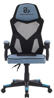 NEWSKILL Eros Silla Gaming ergonómica con Respaldo de Malla, Asiento Acolchado y Base metálica - Color Azul