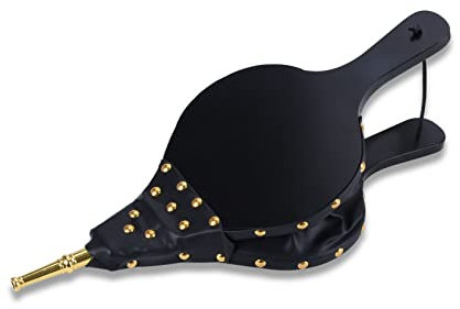 foedo Blasebalg für Feuerstelle, 43,2 x 19,1 cm, Balg für Holzofen, Camping, Kamingebläse mit Aufhängegurt, gegossene Düse, Kaminbalg, Innenbereich, Schwarz