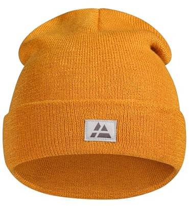 DANISH ENDURANCE Mütze aus recyceltem Material, Weiche Beanie Wintermütze, Warme Fischermütze, Hüte, Mützen & Caps, Unisex, für Herren & Damen, Senfgelb, Einheitsgröße
