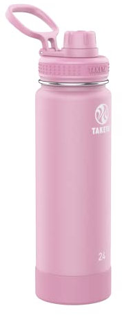 Takeya Actives 24 oz Vacuum Insulated Stainless Steel Water Bottle with Spout Lid, Premium Quality, Pink Lavender
