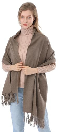 ACNCN Womens Cashmere Scarf Pashmina Shawl Wraps 300g Extra Large Cashmere Thick Scarves for Winter(Hemp Coffee)