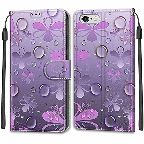 Feyten Kompatibel mit iPhone 6S /6 Hülle, Handyhülle iPhone 6S / iPhone 6 (4,7 Zoll), Handytasche PU Leder Klappbar Schutzhülle Wallet Kartenfach Magnet Klapphülle Case Cover (Blume)