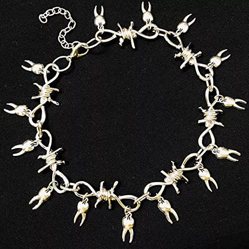 pendant necklace Choker, Rotten Teeth Choker, Fairy Barbed Wire Choker, Weird Jewelry, Goth Jewelry, Punk Thorns Choker Gift Jewelry