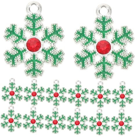 FOMIYES Weihnachten Schneeflocke Charms, Weihnachtsanhänger Metall, Weihnachts-Schneeflocken-Charms für Halskette Armband Schlüsselanhänger 20 Stück
