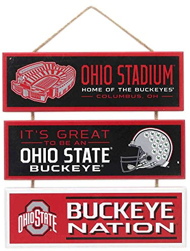 Open Road Brands Ohio State University Buckeyes Wanddekoration aus Holz – Vintage-Fußballstadion-Schild für Männerhöhle oder Schlafsaal