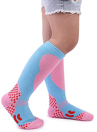 ZYXTLY Chaussette Ski Enfant 1 Paires,Chaussettes Thermiques pour Garcon et Fille,d´hiver Rembourré et Respirant Chaussette de Ski Enfant,Épaissir Chaussette Hiver pour Ski outdoor Montagne Trekking