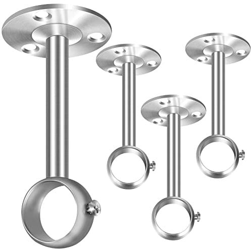 SEGNAYEN Deckenvorhangstangenhalterungen, 32 mm, Gardinenstangenhalter, silberfarben, robuste Metall-Gardinenstangenhalterung, Kleiderschrank, Schrankstange, Duschvorhang, 4 Stück