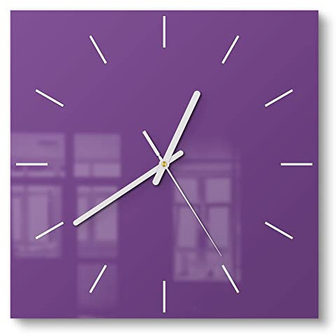 DEQORI Glasuhr | 30x30 cm | Unifarben - Violett | ausgefallene leise Design Uhr aus Glas | Wanduhr für Wohnzimmer & Küche | Moderne Hingucker Uhr für die Wand
