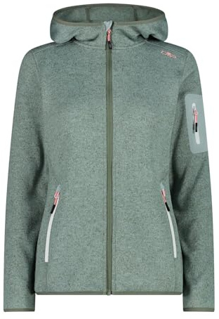 CMP Damen Strickjacke mit Fes34r Kapuze, Jade-Salvia, 34