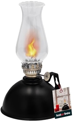 KOTARBAU® Lámpara de Petróleo de Cristal con Llama Ajustable MONK 20 cm - Camping, Linterna Vintage Balcón Iluminación Interior