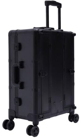 Kosmetikkoffer Trolley, Profi Groß Schminkkoffer mit Licht, 12V Buchse, Rollen 360° drehbar, abschließbar, Make-up Koffer, Einstellbare Höhe (schwarz)
