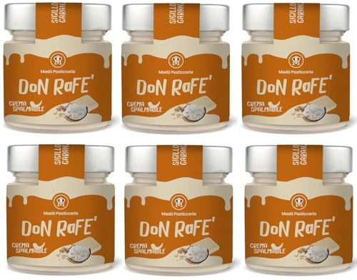 6er-Pack MADÒ PASTICCERIA Don Rafè Handwerkliche Streichfähige Creme mit Kokosgeschmack,200g Glas