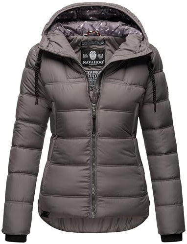 Navahoo Damen Winterjacke Steppjacke gesteppte Jacke mit Kapuze Renesmee XS-XXL (DE/NL/SE/PL, Alphanumerisch, M, Regular, Regular, Dunkelgrau)