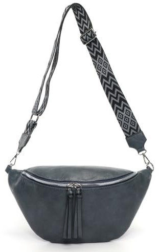 ayados XXL Damen Crossbody Bag Bauchtasche Handtasche Schultergurt Cross body bag Tasche Schultertasche Umhängetasche 22271 (Blue-Green)