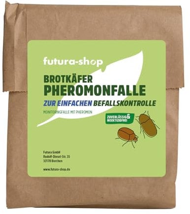 Futura-Shop Pheromonfalle für Brotkäfer | Klebefalle mit natürlichem Lockstoff zur Befallsermittlung & Bekämpfung | Giftfrei & geruchsneutral für den Menschen