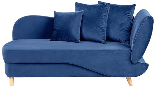 Chaiselongue Samt blau rechtsseitig mit Stauraum Kissen modern Meri II